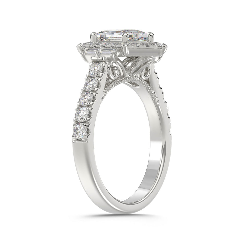 14K WHITE GOLD 2 1/4CT ROUND/BAGUETTE/HEXAGON DIAMOND LADIES RING