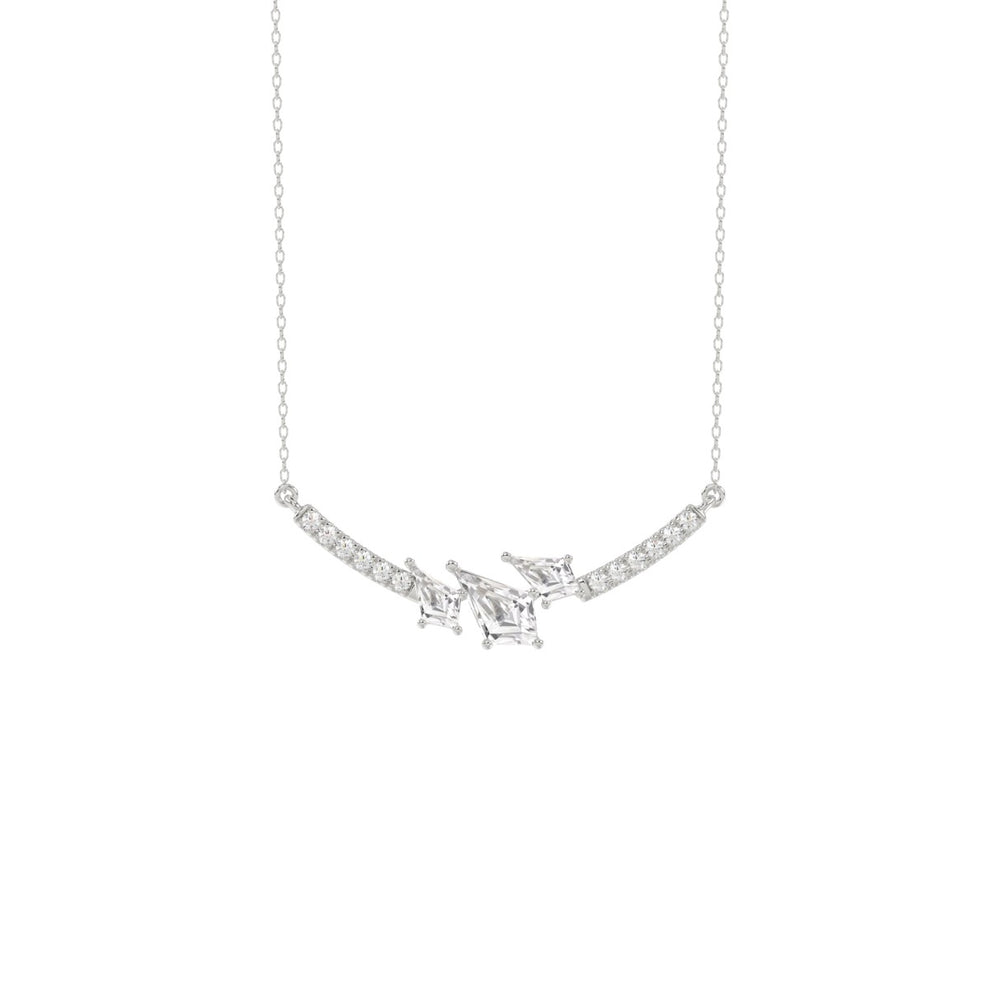 14K WHITE GOLD 3/4CT ROUND/KITE STEP CUT DIAMOND LADIES NECKLACE