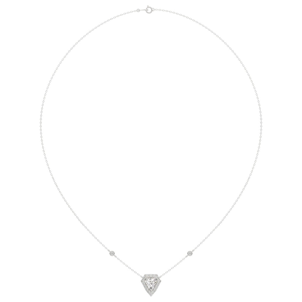 14K WHITE GOLD 1 1/2CT ROUND/SHIELD STEP CUT DIAMOND LADIES NECKLACE