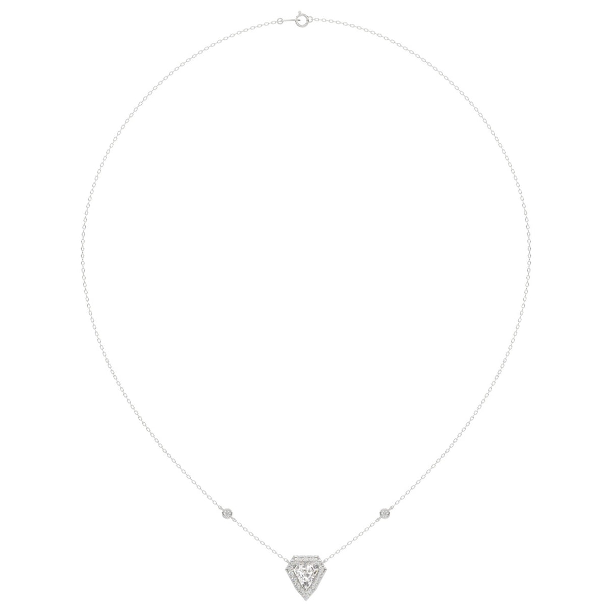 14K WHITE GOLD 1 1/2CT ROUND/SHIELD STEP CUT DIAMOND LADIES NECKLACE