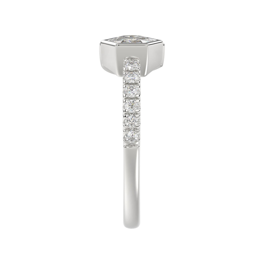 14K WHITE GOLD 1.00CT ROUND/PEAR/HEXAGON DIAMOND LADIES RING
