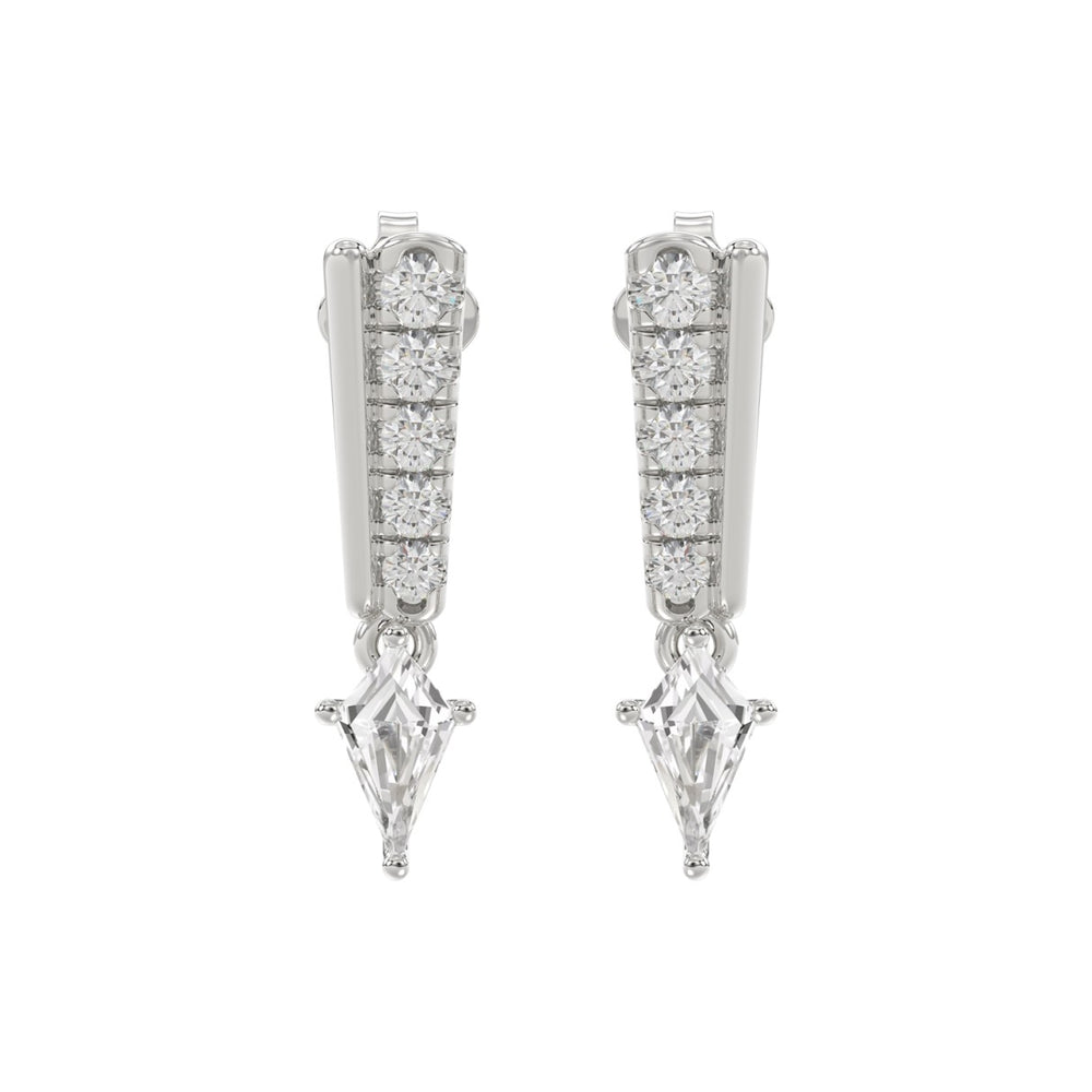 14K WHITE GOLD 3/4CT ROUND/KITE STEP CUT DIAMOND LADIES EARRINGS