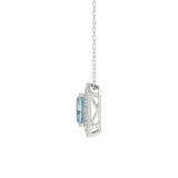 14K WHITE GOLD CRAFTED WITH 18K YELLOW GOLD BACK PLATE 1 1/4CT ROUND/BLUE EMERALD DIAMOND LADIES PENDANT WITH CHAIN