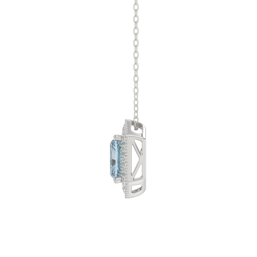 14K WHITE GOLD 1 1/4CT ROUND/BLUE RADIANT DIAMOND LADIES PENDANT WITH CHAIN (BLUE RADIANT DIAMOND 1.00CT)
