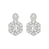 14KWHITE GOLD 2 1/4CT ROUND/HEXAGON STEP CUT DIAMOND LADIES EARRINGS