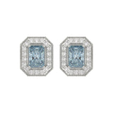 14K WHITE GOLD 1 1/4CT ROUND/BLUE RADIANT DIAMOND LADIES EARRING 