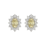 14K WHITE GOLD 1 1/2CT ROUND/YELLOW OVAL DIAMOND LADIES EARRING 