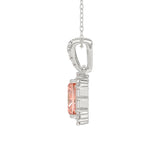 14K WHITE GOLD 1 1/4CT ROUND/PINK RADIANT/BAGUETTE DIAMOND LADIES PENDANT WITH CHAIN
