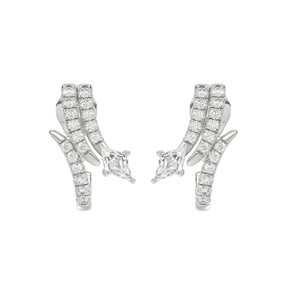 14K WHITE GOLD 3/4CT ROUND/LOZENGE DIAMOND LADIES EARRINGS