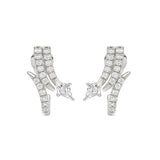 14K WHITE GOLD 3/4CT ROUND/LOZENGE DIAMOND LADIES EARRINGS