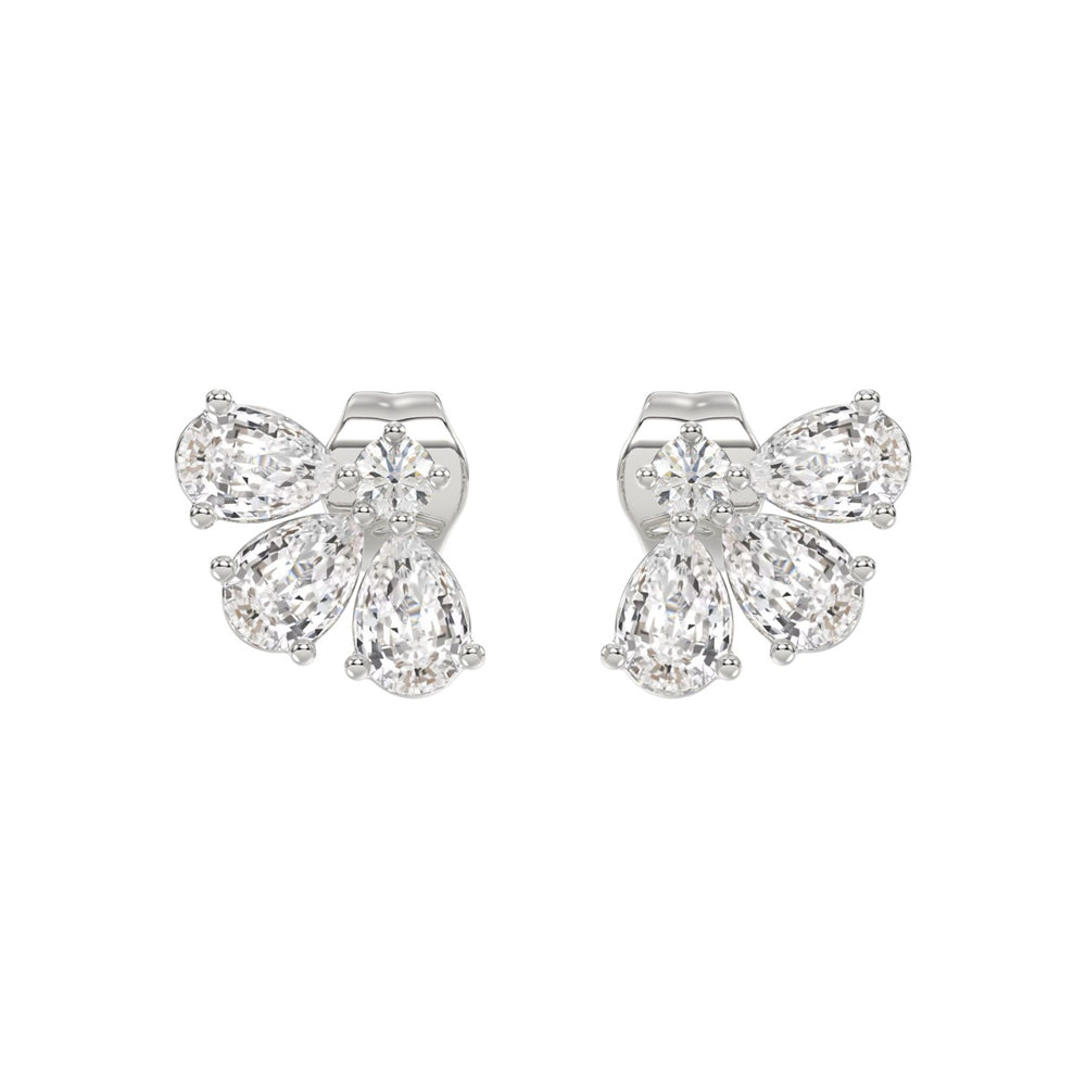 14K WHITE GOLD 1.00CT ROUND/PEAR DIAMOND LADIES EARRINGS