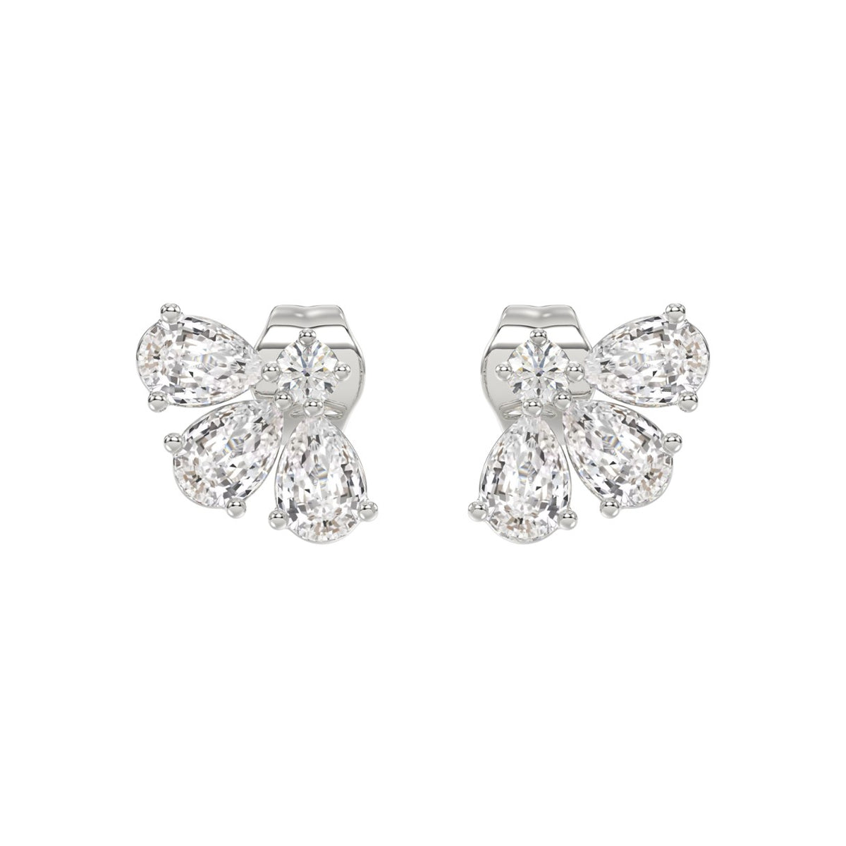 14K WHITE GOLD 1.00CT ROUND/PEAR DIAMOND LADIES EARRINGS