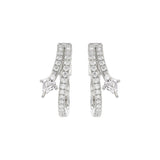 14K WHITE GOLD 3/4CT ROUND/LOZENGE DIAMOND LADIES HOOP EARRINGS