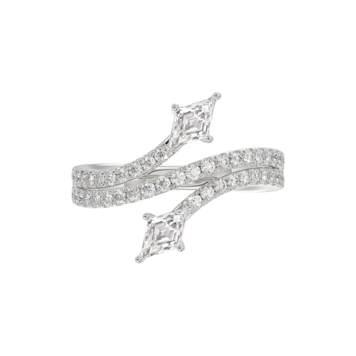 14K WHITE GOLD 1 1/2CT ROUND/LOZENGE DIAMOND LADIES RING