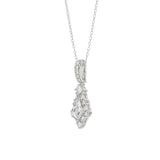 14K WHITE GOLD 1.00CT ROUND/BAGUETTE/KITE DIAMOND LADIES PENDANT WITH CHAIN