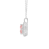 14K WHITE GOLD 1 1/4CT ROUND/PRINCESS DIAMOND LADIES PENDANT WITH CHAIN (CENTER STONE PINK PRINCESS DIAMOND 1CT)