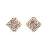 14K YELLOW GOLD 1.00CT ROUND/PRINCESS DIAMOND LADIES EARRINGS