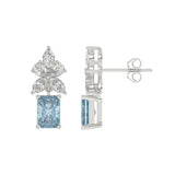 14K WHITE GOLD 3.00CT PEAR/MARQUISE/BLUE RADIANT DIAMOND LADIES EARRINGS