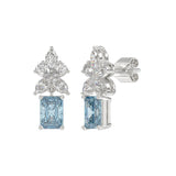 14K WHITE GOLD 3.00CT PEAR/MARQUISE/BLUE RADIANT DIAMOND LADIES EARRINGS