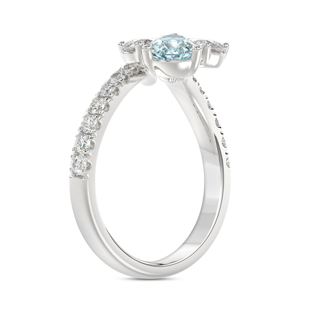 14K WHITE GOLD 1 3/4CT ROUND/PEAR/BLUE PEAR DIAMOND LADIES RING (CENTER STONE PEAR DIAMOND 1CT)