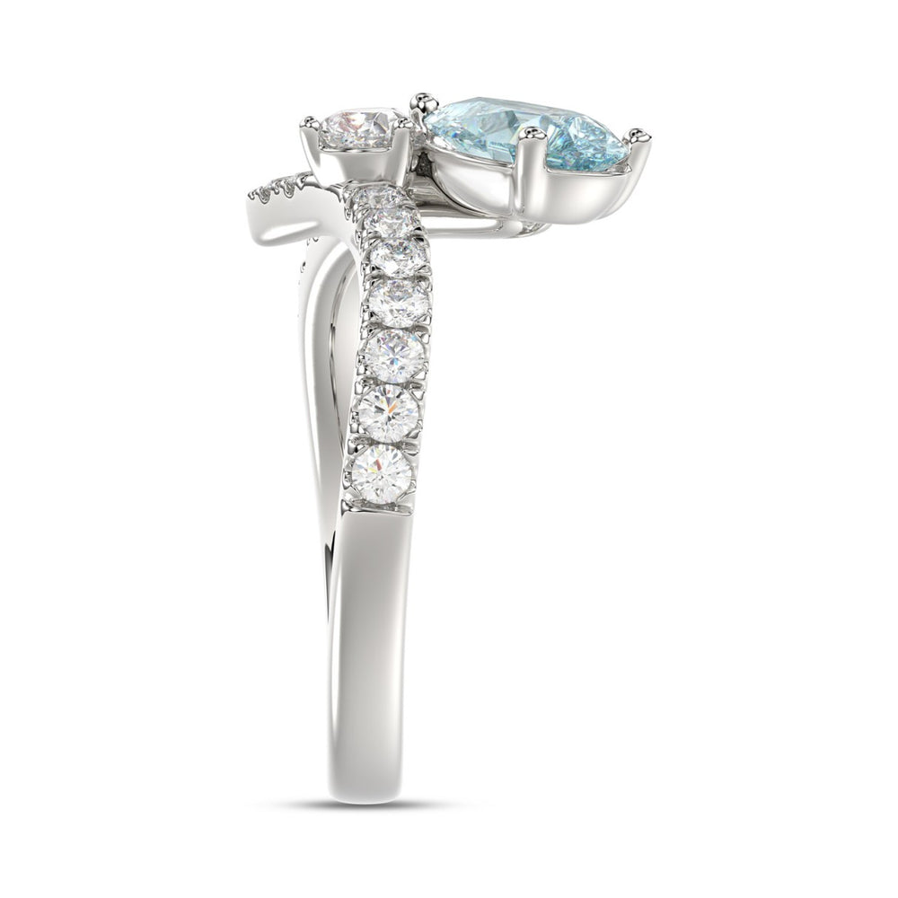 14K WHITE GOLD 1 3/4CT ROUND/PEAR/BLUE PEAR DIAMOND LADIES RING (CENTER STONE PEAR DIAMOND 1CT)