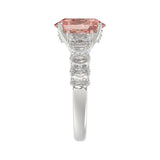 14K WHITE GOLD CRAFTED WITH 18K YELLOW GOLD SHANK 4 3/4CT ROUND/OVAL/RADIANT DIAMOND LADIES RING (CENTER STONE OVAL PINK DIAMOND 3.00CT)
