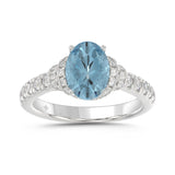 14K WHITE GOLD 2 3/4CT ROUND/BLUE OVAL DIAMOND LADIES RING (CENTER STONE BLUE OVAL DIAMOND 2CT)