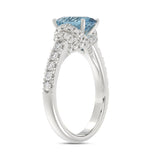 14K WHITE GOLD 2 3/4CT ROUND/BLUE OVAL DIAMOND LADIES RING (CENTER STONE BLUE OVAL DIAMOND 2CT)