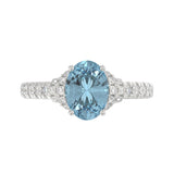 14K WHITE GOLD 2 3/4CT ROUND/BLUE OVAL DIAMOND LADIES RING (CENTER STONE BLUE OVAL DIAMOND 2CT)