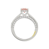 14K WHITE GOLD CRAFTED WITH 18K YELLOW GOLD SHANK 2 3/4CT ROUND/OVAL/PRINCESS/BAGUETTE DIAMOND LADIES RING (CENTER STONE PINK OVAL DIAMOND 1 1/2CT)