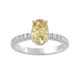 14K WHITE GOLD 2 1/2CT ROUND/OVAL DIAMOND LADIES RING (CENTER STONE YELLOW OVAL DIAMOND 2CT)