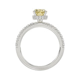 14K WHITE GOLD 2 1/2CT ROUND/OVAL DIAMOND LADIES RING (CENTER STONE YELLOW OVAL DIAMOND 2CT)