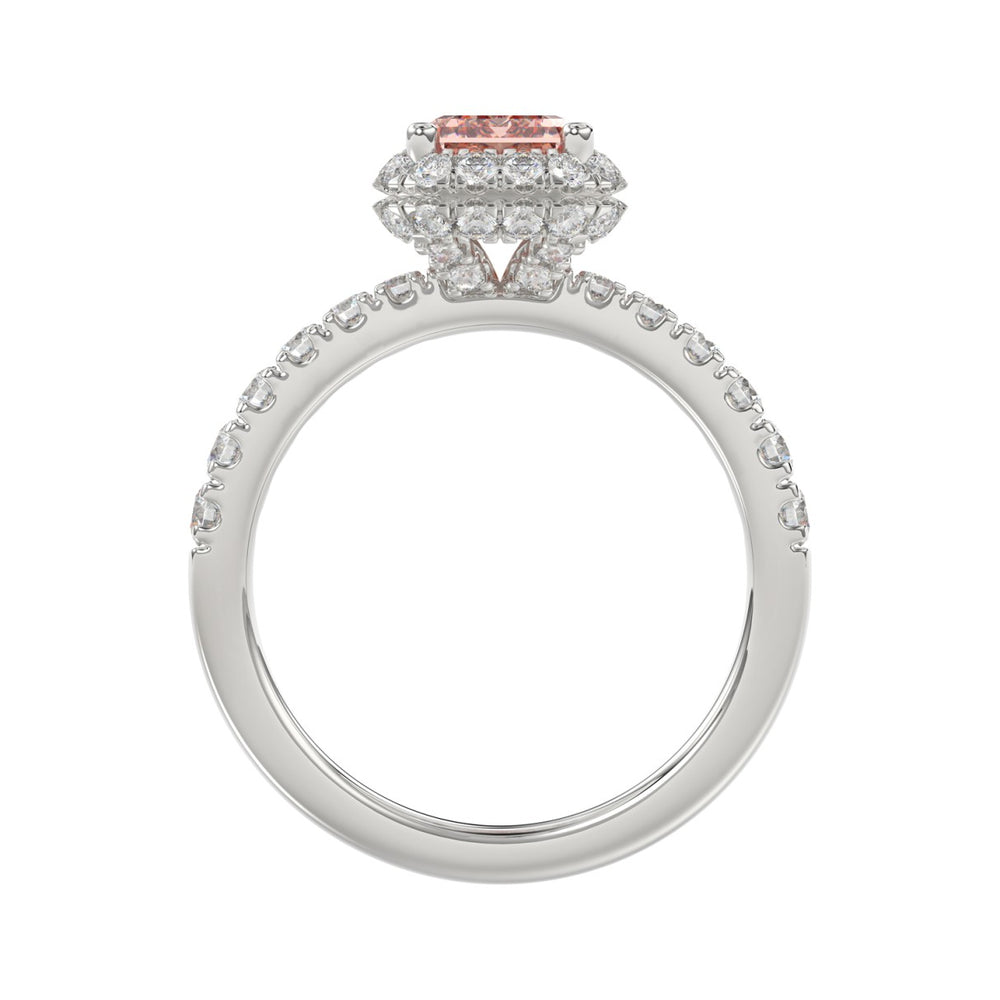 ETERNAL BLUSH COLLECTION 14K WHITE GOLD 4.00CT ROUND/EMERALD DIAMOND LADIES RING (CENTER STONE PINK EMERALD DIAMOND 3CT)
