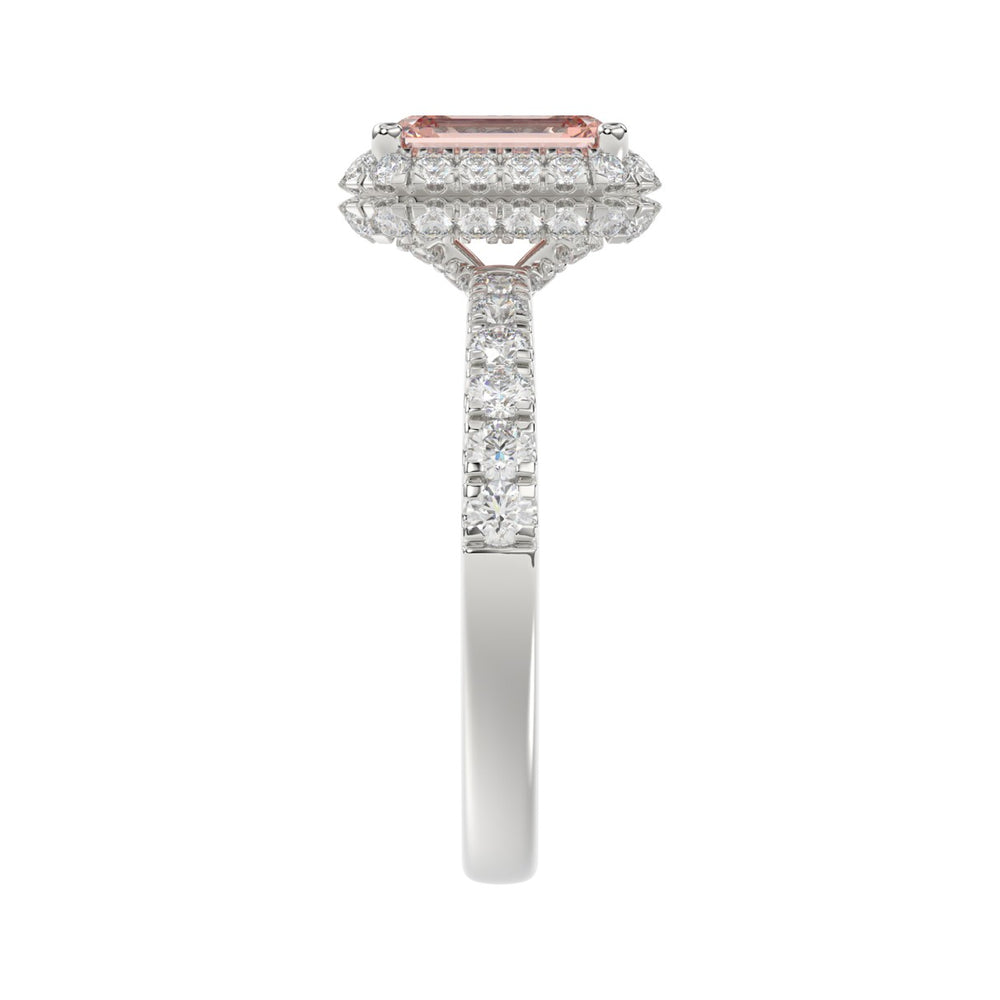 ETERNAL BLUSH COLLECTION 14K WHITE GOLD 4.00CT ROUND/EMERALD DIAMOND LADIES RING (CENTER STONE PINK EMERALD DIAMOND 3CT)