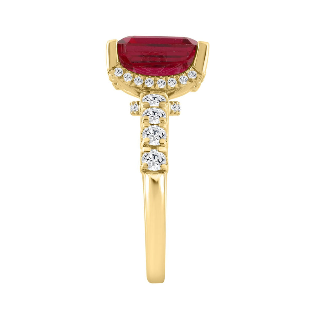 14K YELLOW GOLD 7.00CT ROUND/RUBY EMERALD DIAMOND LADIES RING (CENTER STONE RUBY EMERALD DIAMOND 6CT)