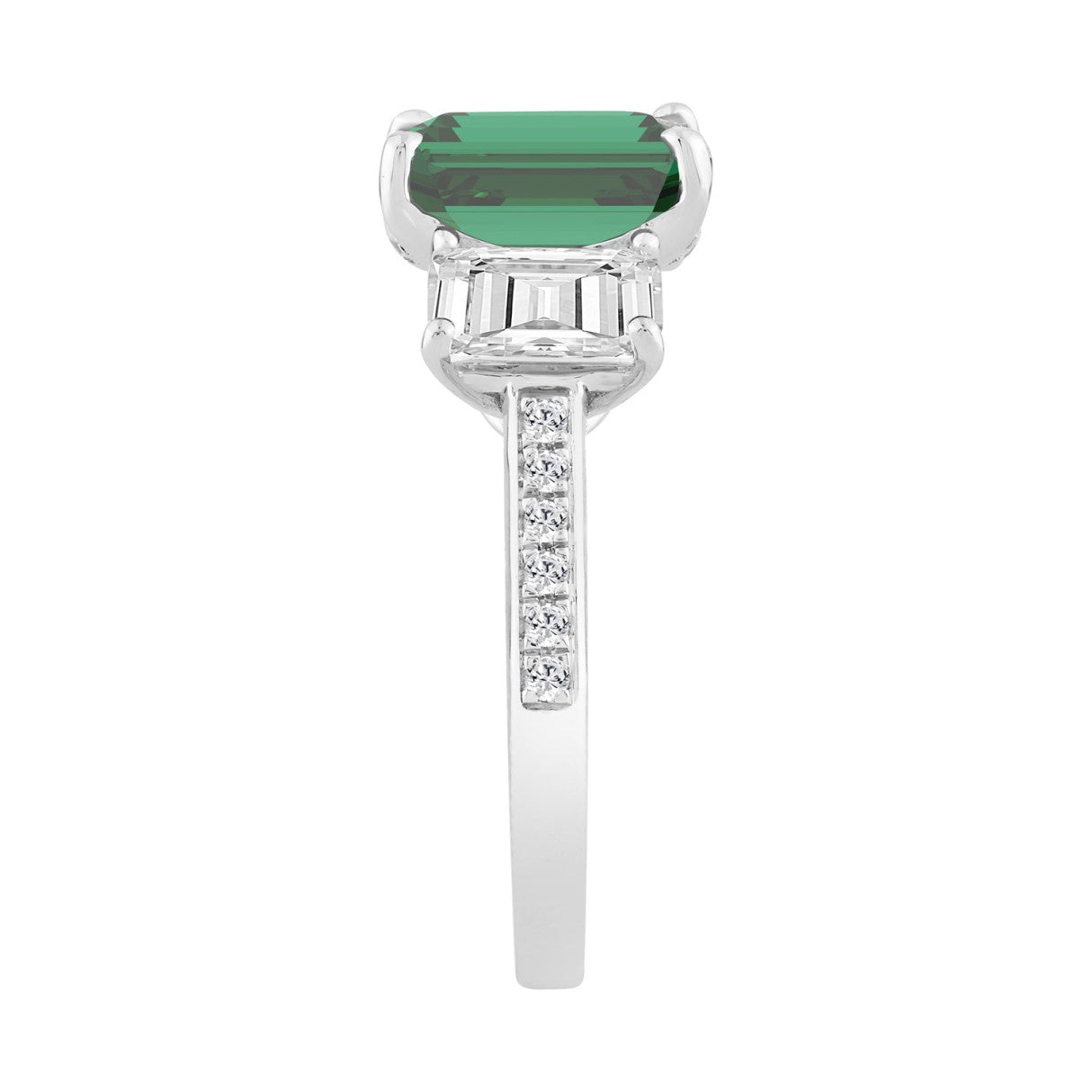 14K WHITE GOLD 6 1/3CT ROUND/GREEN EMERALD DIAMOND LADIES RING (CENTER STONE GREEN EMERALD DIAMOND 5CT)