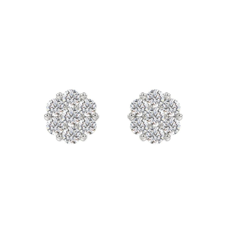 14K WHITE GOLD 2.00CT ROUND DIAMOND LADIES FLOWER EARRINGS