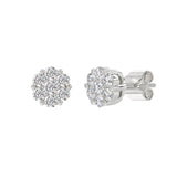 14K WHITE GOLD 2.00CT ROUND DIAMOND LADIES FLOWER EARRINGS