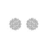 14K WHITE GOLD 3.00CT ROUND DIAMOND LADIES FLOWER EARRINGS