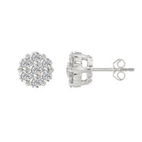 14K WHITE GOLD 3.00CT ROUND DIAMOND LADIES FLOWER EARRINGS