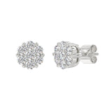 14K WHITE GOLD 3.00CT ROUND DIAMOND LADIES FLOWER EARRINGS