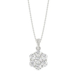 14K WHITE GOLD 3/4CT ROUND DIAMOND LADIES FLOWER PENDANT WITH CHAIN