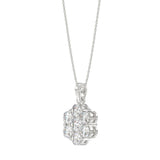 14K WHITE GOLD 3/4CT ROUND DIAMOND LADIES FLOWER PENDANT WITH CHAIN