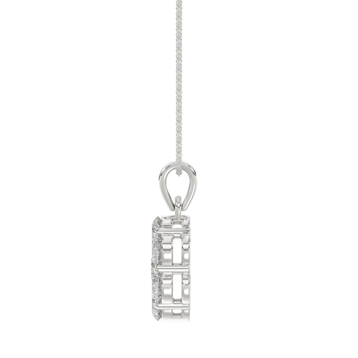 14K WHITE GOLD 1.00CT ROUND DIAMOND LADIES FLOWER PENDANT WITH CHAIN