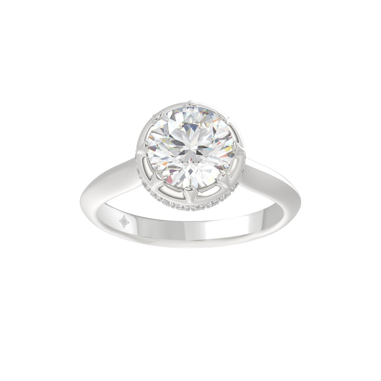 14K WHITE GOLD 2 1/2CT ROUND DIAMOND LADIES RING (CENTER STONE ROUND DIAMOND 2CT)