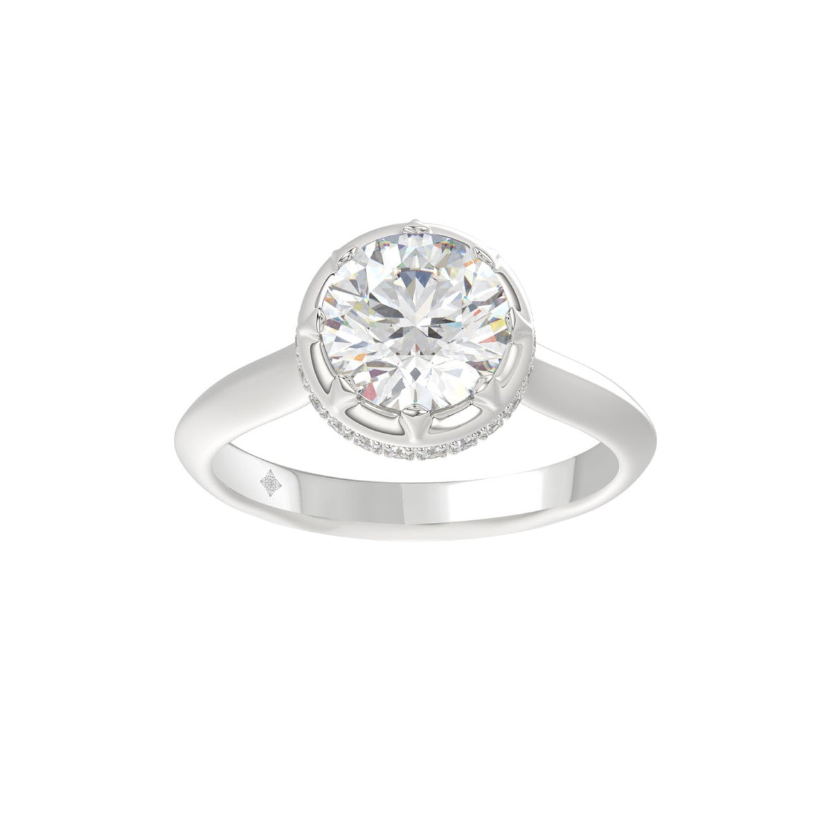 14K WHITE GOLD 2 1/2CT ROUND DIAMOND LADIES RING (CENTER STONE ROUND DIAMOND 2CT)