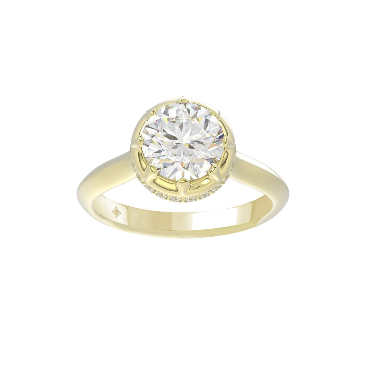 14K YELLOW GOLD 2 1/2CT ROUND DIAMOND LADIES RING (CENTER STONE ROUND DIAMOND 2CT)