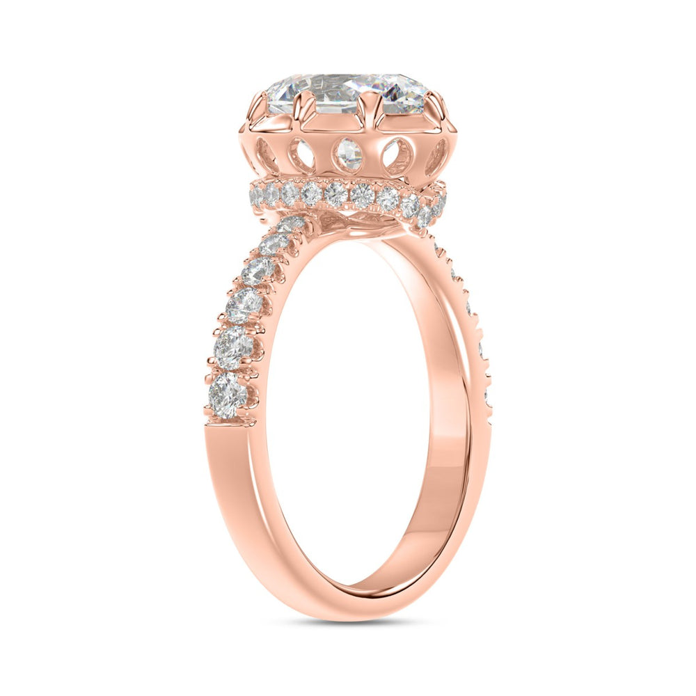 14K ROSE GOLD 2 1/2CT ROUND/OVAL DIAMOND LADIES RING (CENTER STONE OVAL DIAMOND 2CT)