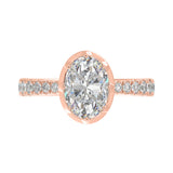 14K ROSE GOLD 2 1/2CT ROUND/OVAL DIAMOND LADIES RING (CENTER STONE OVAL DIAMOND 2CT)