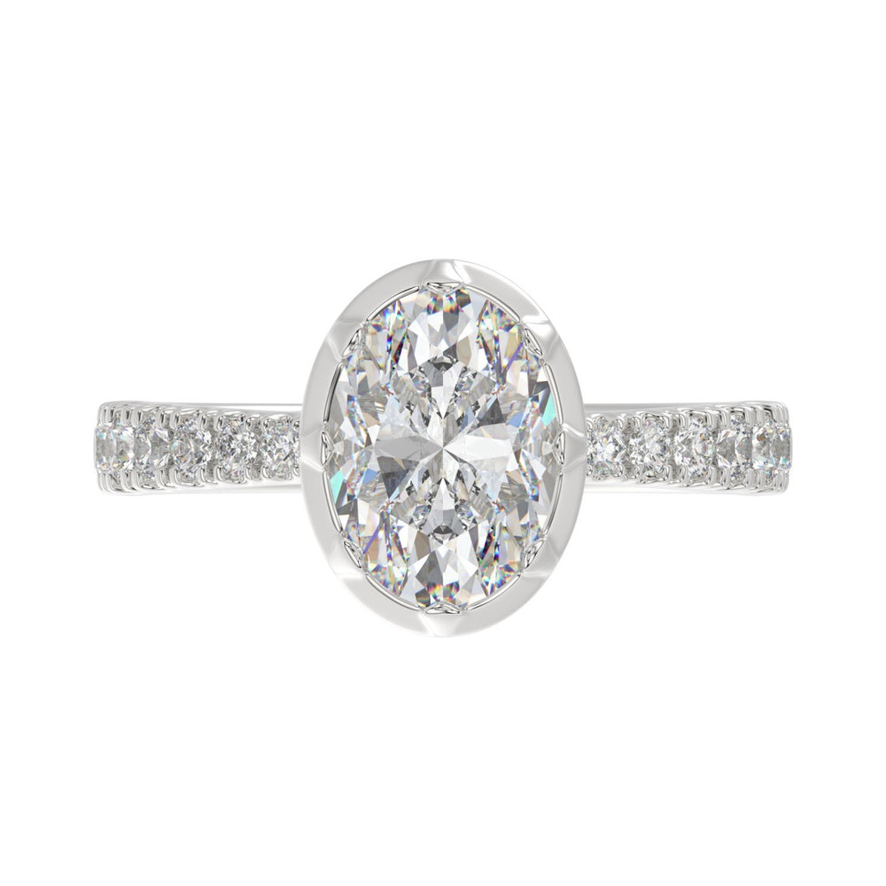 14K WHITE GOLD 2 1/2CT ROUND/OVAL DIAMOND LADIES RING (CENTER STONE OVAL DIAMOND 2CT)